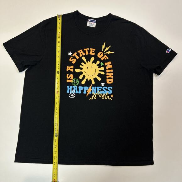 Champion Shirt Mens Size 2XL XXL Black Happiness Logo Tee Short Sleeve - Picture 11 of 12